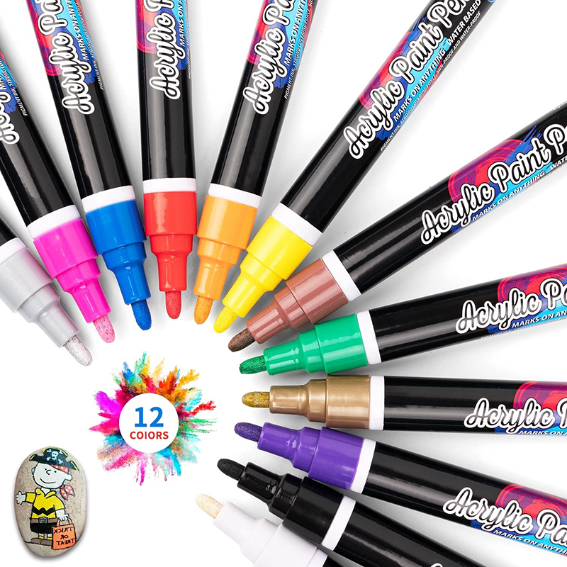 18 Colors Acrylic Paint Pens Set - 0.7mm Fine Tip Markers For Rock Painting, Wood, Canvas & Crafts